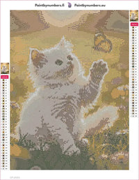 Thumbnail for White Kitten and Butterfly timanttimaalauksen liimapintainen canvas 30x40cm