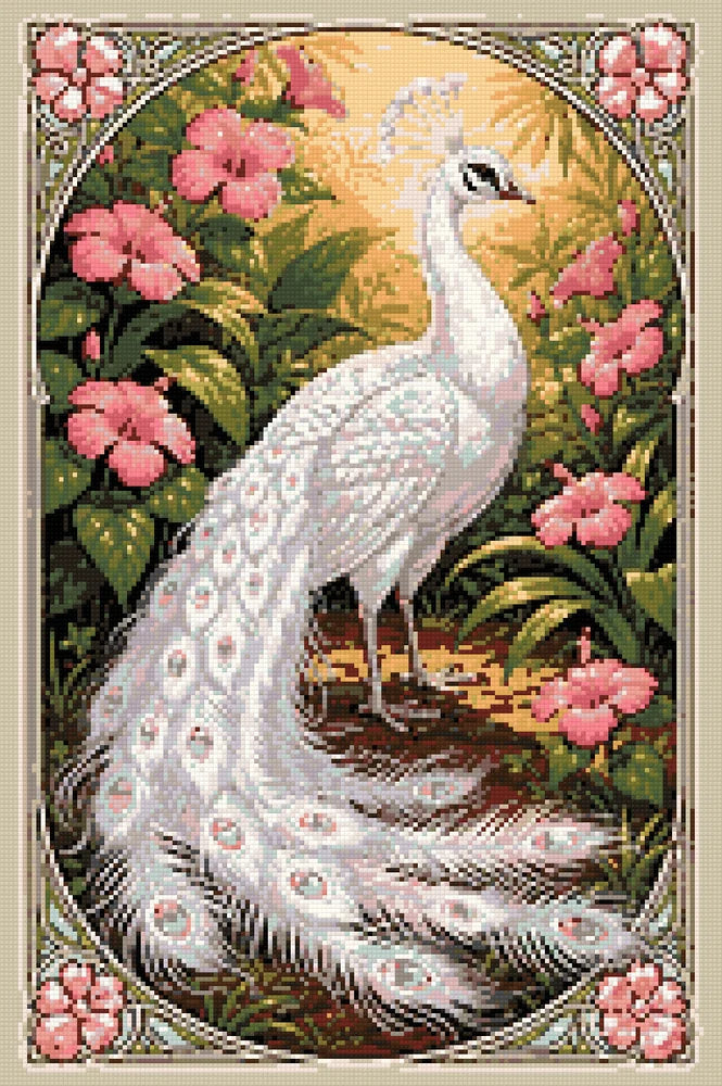 Timanttikuvio - White Peacock Frame