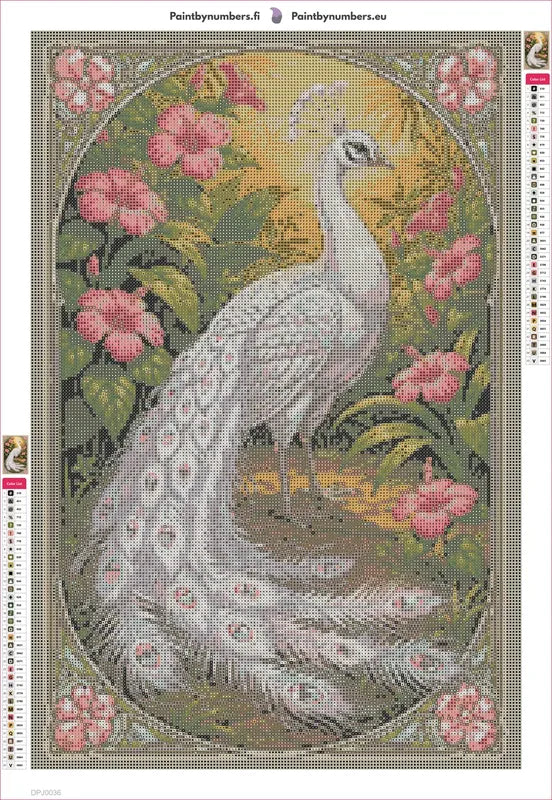 White Peacock Frame timanttimaalauksen liimapintainen canvas 40x60cm