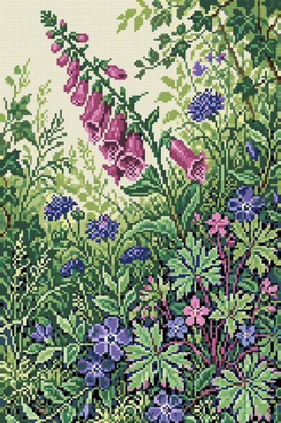 Wildflower Garden Harmony, 40x60 cm timanttimaalaus – lopullisen kuvion esikatselu