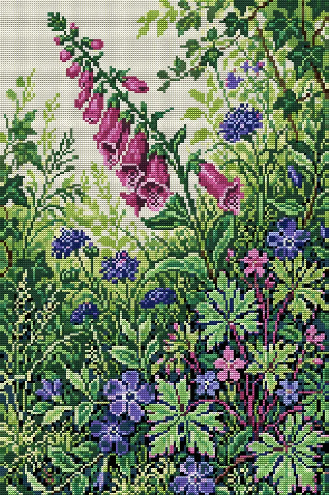 Wildflower Garden Harmony, 40x60 cm timanttimaalaus – koko kuvion esikatselu ilman lähikuvaa