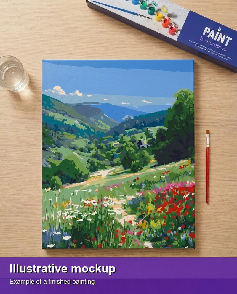 Valmiin numeromaalauksen havainnekuva - Wildflower Meadow 40x50cm