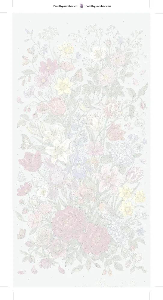 Numeroitu kangas - Wildflowers Birds and Butterflies 40x80cm