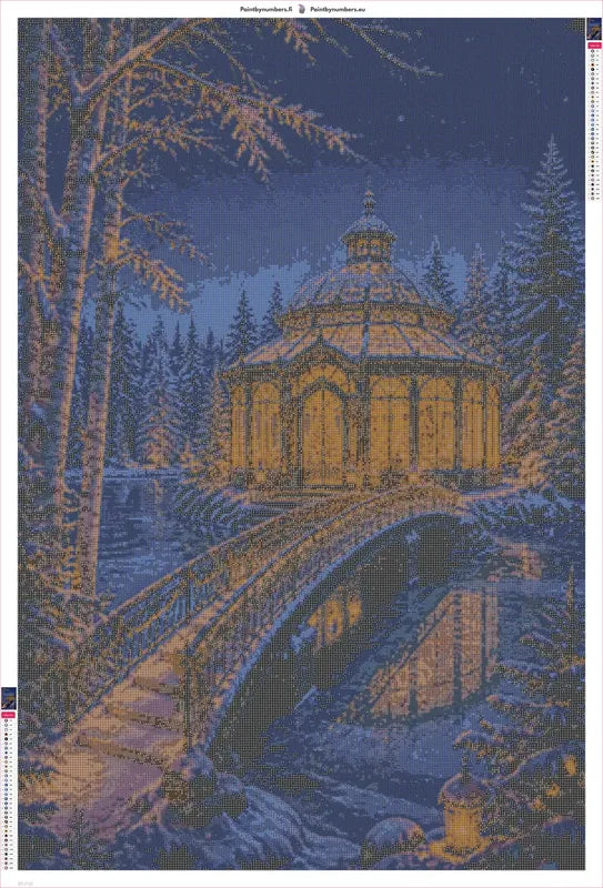 Winter Gazebo timanttimaalauksen liimapintainen canvas 80x120cm