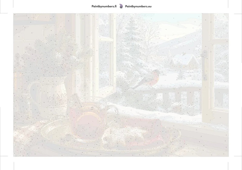 Numeroitu kangas - Winter Window Tea Scene 60x40cm