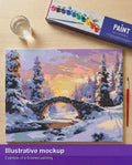 Thumbnail for Valmiin numeromaalauksen havainnekuva - Winter's Tranquil Bridge 50x40cm