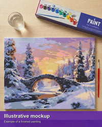 Thumbnail for Valmiin numeromaalauksen havainnekuva - Winter's Tranquil Bridge 50x40cm