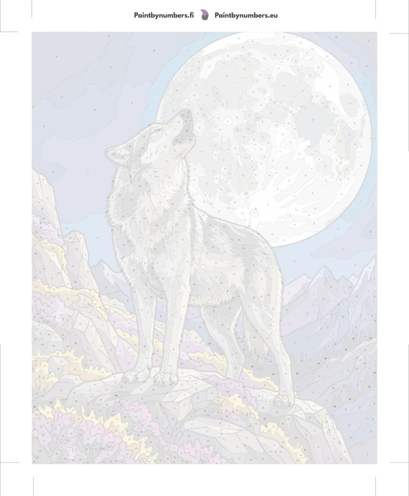 Numeroitu kangas - Wolf Howling at Moon 40x50cm