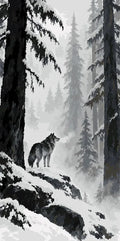 Thumbnail for Susi seisoo lumisessa havumetsässä numeromaalaus