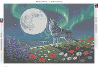 Thumbnail for Wolf Under the Moon timanttimaalauksen liimapintainen canvas 60x40cm