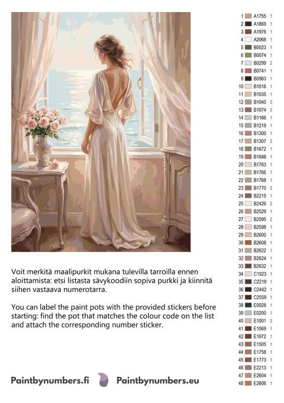Värikartta ja ohjeet - Woman at Open Window 60x80cm