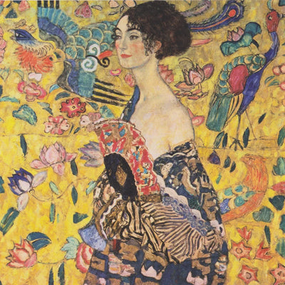 Woman with a Fan by Klimt, 50x50 cm timanttimaalaus – alkuperäinen kuva, josta kuvio on tehty