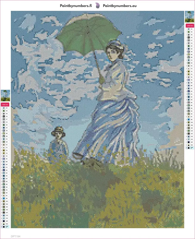 Woman With A Parasol timanttimaalauksen liimapintainen canvas 40x50cm