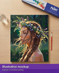 Thumbnail for Valmiin numeromaalauksen havainnekuva - Woman with Flower Crown 40x50cm