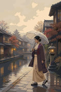 Thumbnail for Japanilainen nainen sateenvarjon kanssa kanavalla numeromaalaus