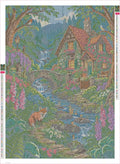 Thumbnail for Woodland Cottage timanttimaalauksen liimapintainen canvas 50x70cm