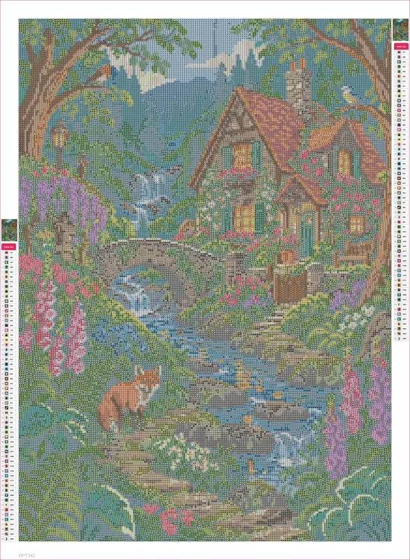 Woodland Cottage timanttimaalauksen liimapintainen canvas 50x70cm