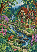 Thumbnail for Woodland Cottage, 50x70 cm timanttimaalaus – koko kuvion esikatselu ilman lähikuvaa