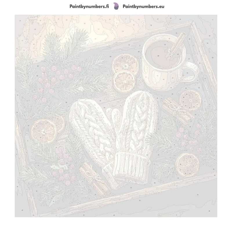 Numeroitu kangas - Wool Mittens and Tea Tray 50x50cm