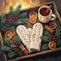 Thumbnail for Villalapaset, teekuppi ja havut numeromaalaus.