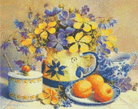 Thumbnail for Floral Tea Time 40x50cm - Timanttimaalaus